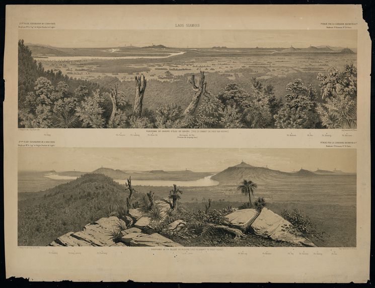 Laos Siamois : Panorama de la vallée du fleuve - Panorama du groupe d'îles de Khong