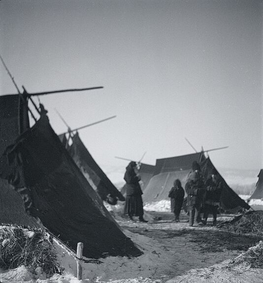 Tentes isolées de Tsiganes nomades dans la forêt