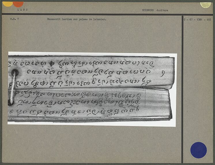 Manuscrit laotien sur palmes de latanier