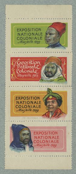 Exposition Nationale Coloniale. Marseille 1922 [planche de 4 timbres]