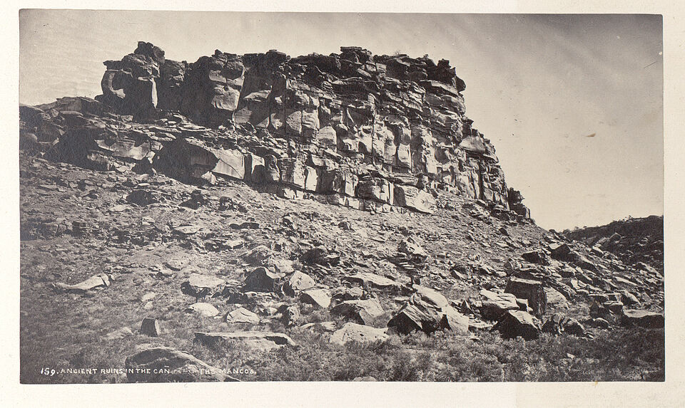 A portion of the walls of Mancos Cañon [Ancient ruins in the Cañon of the Mancos]