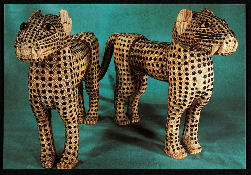 Pair of ivory leopards