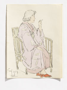 A woman, smoking [une femme fumant]