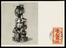 Série de l'art Indigène. Congo Belge Vignette: 10 c. Statuette représentant le…
