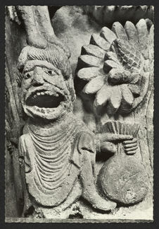 Cathédrale d'Autun, le diable de l'Avarice, chapiteau 12e siècle