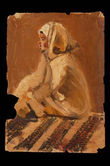 Portrait d'homme assis sur un tapis