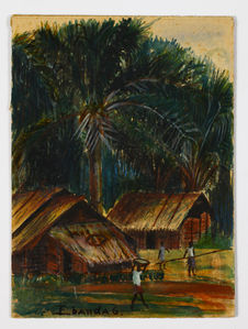 Case indigène sous les palmiers