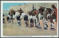 Pueblo Indians, rehearsing for the deer dance