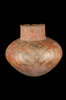 Vase à eau en céramique à impresions gravées et peintes